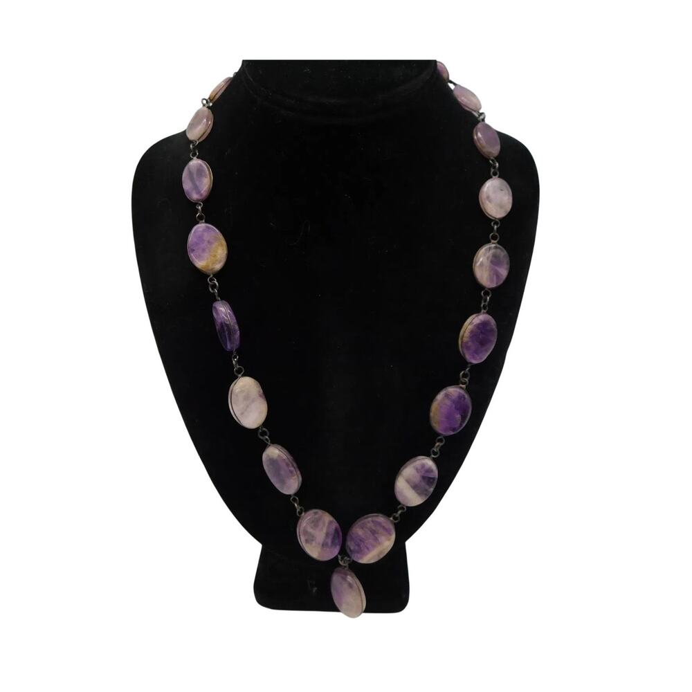 Vintage Amethyst Oval Link Necklace